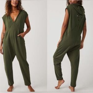 Free People Nothing But Sweats Jumpsuit Green Size Medium